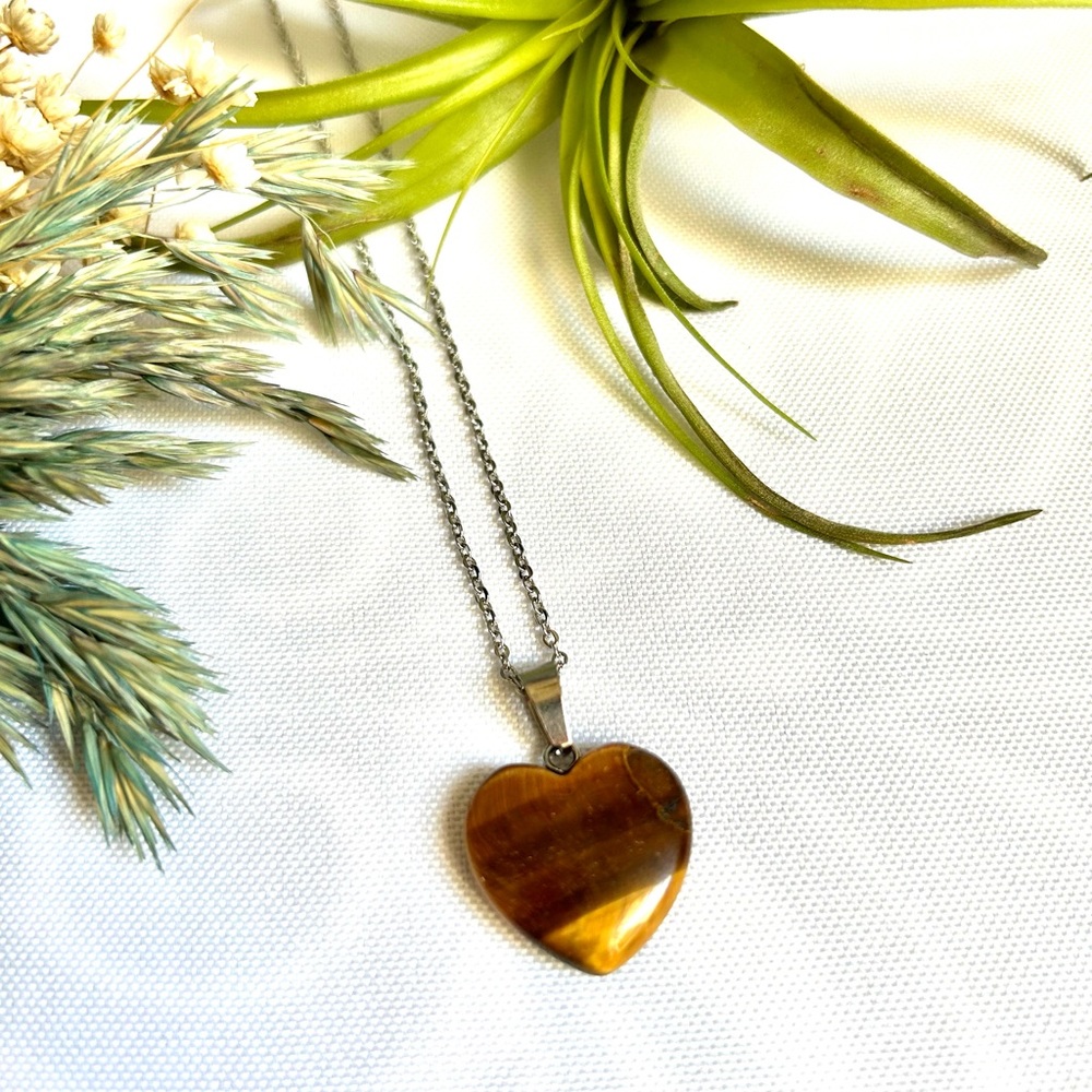 Tigers Eye Crystal Heart Necklace